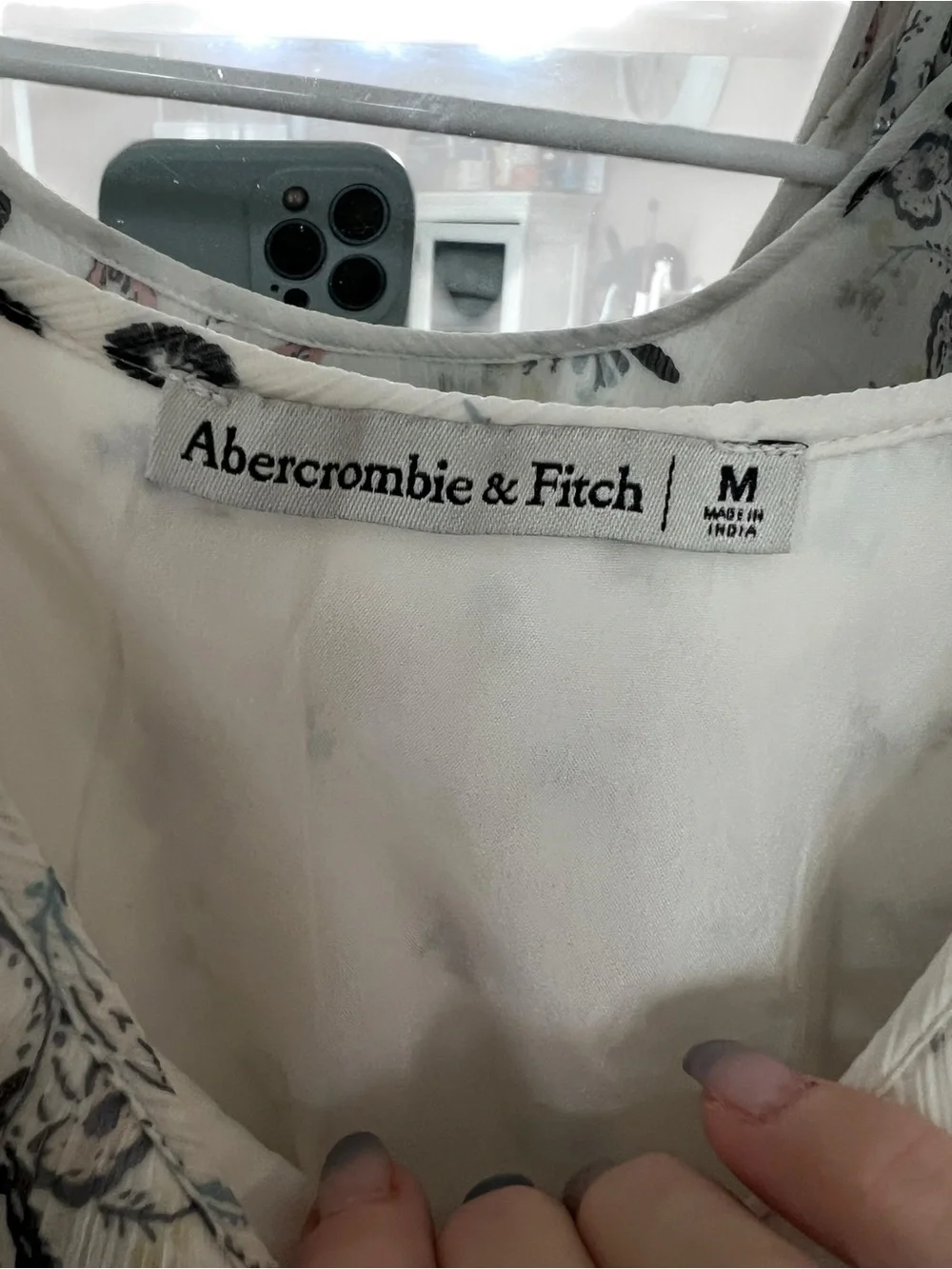 Abercrombie & Fitch White Maxi Dress with Pink Paisley and Black Floral Accents